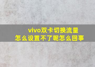 vivo双卡切换流量怎么设置不了呢怎么回事