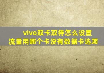 vivo双卡双待怎么设置流量用哪个卡没有数据卡选项