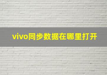 vivo同步数据在哪里打开