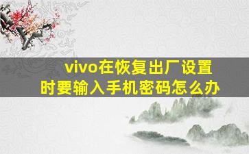 vivo在恢复出厂设置时要输入手机密码怎么办