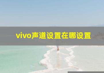 vivo声道设置在哪设置