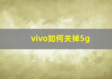 vivo如何关掉5g