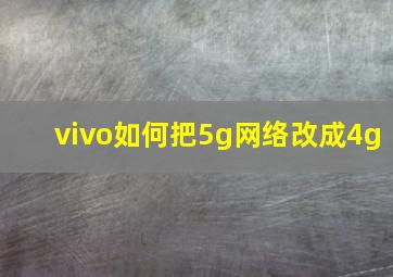 vivo如何把5g网络改成4g