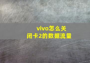 vivo怎么关闭卡2的数据流量