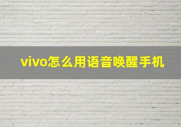 vivo怎么用语音唤醒手机