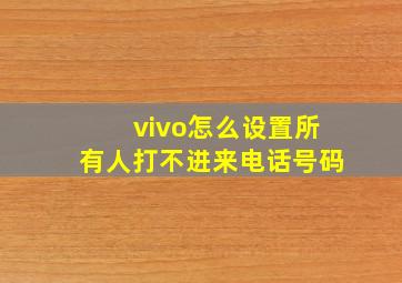 vivo怎么设置所有人打不进来电话号码