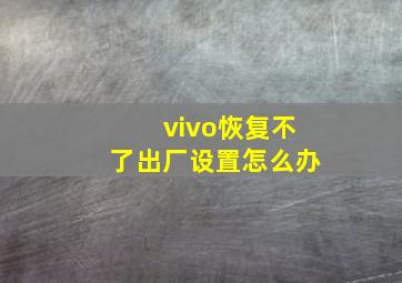 vivo恢复不了出厂设置怎么办