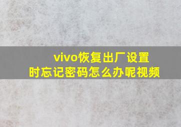 vivo恢复出厂设置时忘记密码怎么办呢视频