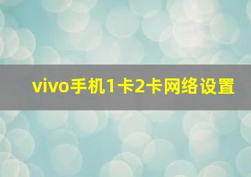 vivo手机1卡2卡网络设置