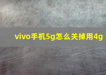 vivo手机5g怎么关掉用4g