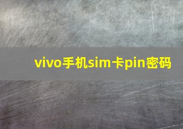 vivo手机sim卡pin密码