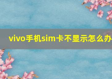 vivo手机sim卡不显示怎么办