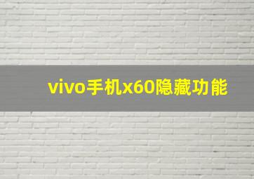 vivo手机x60隐藏功能