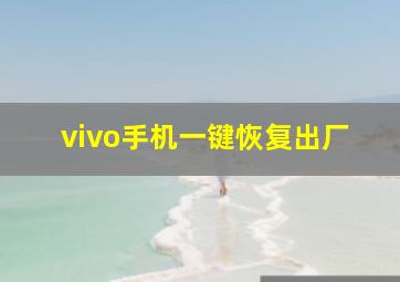 vivo手机一键恢复出厂