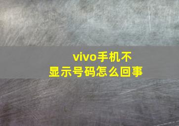 vivo手机不显示号码怎么回事