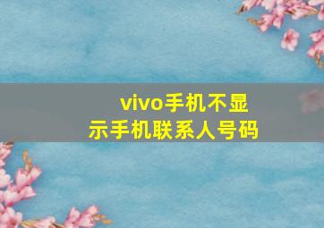 vivo手机不显示手机联系人号码