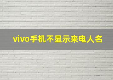 vivo手机不显示来电人名