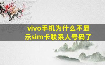 vivo手机为什么不显示sim卡联系人号码了