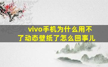 vivo手机为什么用不了动态壁纸了怎么回事儿