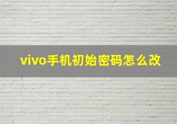 vivo手机初始密码怎么改