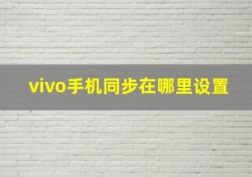 vivo手机同步在哪里设置