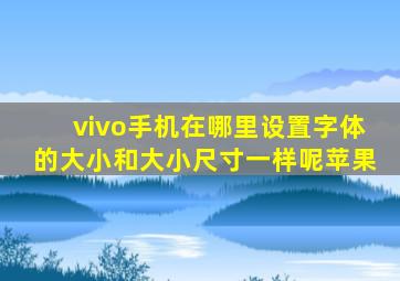 vivo手机在哪里设置字体的大小和大小尺寸一样呢苹果