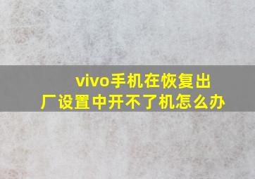 vivo手机在恢复出厂设置中开不了机怎么办