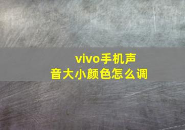 vivo手机声音大小颜色怎么调