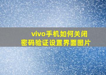 vivo手机如何关闭密码验证设置界面图片