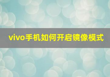 vivo手机如何开启镜像模式