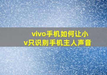 vivo手机如何让小v只识别手机主人声音