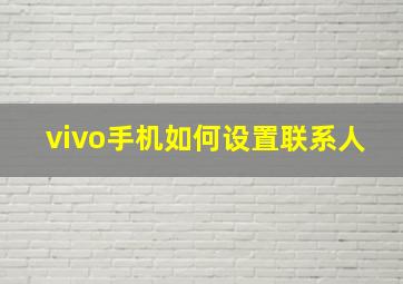 vivo手机如何设置联系人