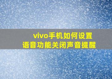 vivo手机如何设置语音功能关闭声音提醒