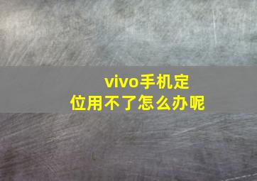 vivo手机定位用不了怎么办呢