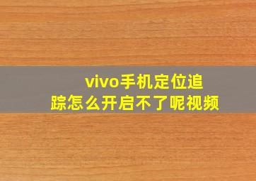 vivo手机定位追踪怎么开启不了呢视频