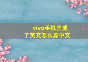 vivo手机弄成了英文怎么弄中文