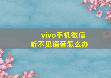 vivo手机微信听不见语音怎么办