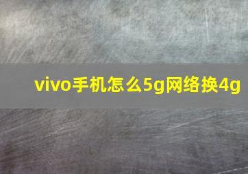 vivo手机怎么5g网络换4g