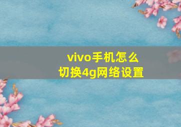 vivo手机怎么切换4g网络设置