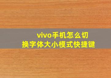 vivo手机怎么切换字体大小模式快捷键