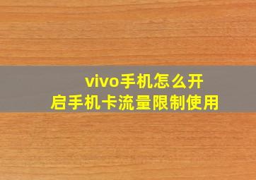 vivo手机怎么开启手机卡流量限制使用