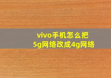 vivo手机怎么把5g网络改成4g网络