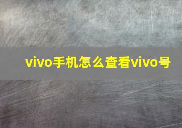 vivo手机怎么查看vivo号