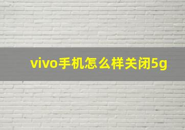 vivo手机怎么样关闭5g