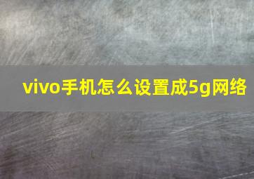 vivo手机怎么设置成5g网络