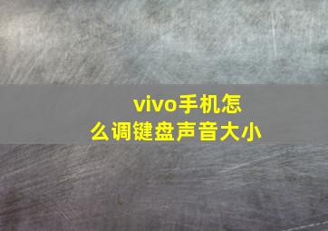 vivo手机怎么调键盘声音大小