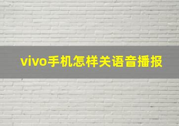 vivo手机怎样关语音播报