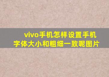 vivo手机怎样设置手机字体大小和粗细一致呢图片