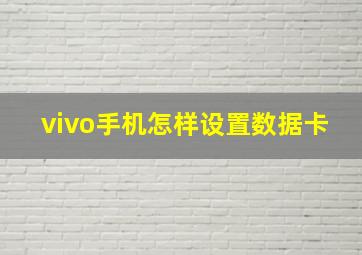 vivo手机怎样设置数据卡