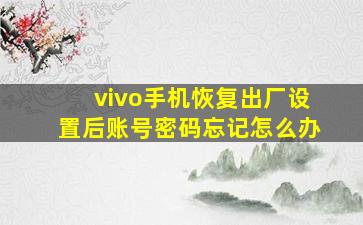 vivo手机恢复出厂设置后账号密码忘记怎么办